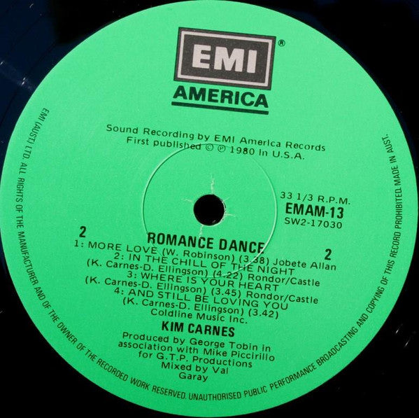 Kim Carnes - Romance Dance (LP, Album) - De Platen Aap – Vinylwinkel in Brielle & online webshop voor muziekliefhebbers