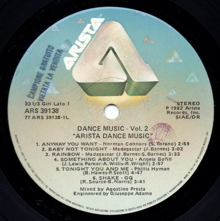 Various : Dance Music Vol. 2 - Arista Dance Music (LP, Comp, Mixed)