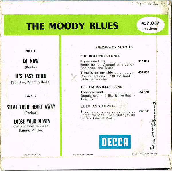 The Moody Blues : Go Now ! (7", EP, RP)