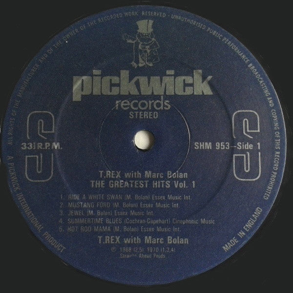T.Rex* With Marc Bolan : The Greatest Hits Vol. 1 (LP, Comp)