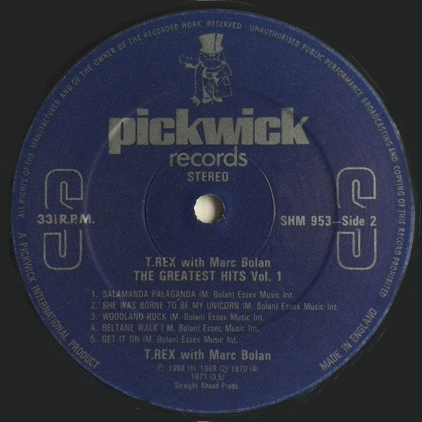 T.Rex* With Marc Bolan : The Greatest Hits Vol. 1 (LP, Comp)