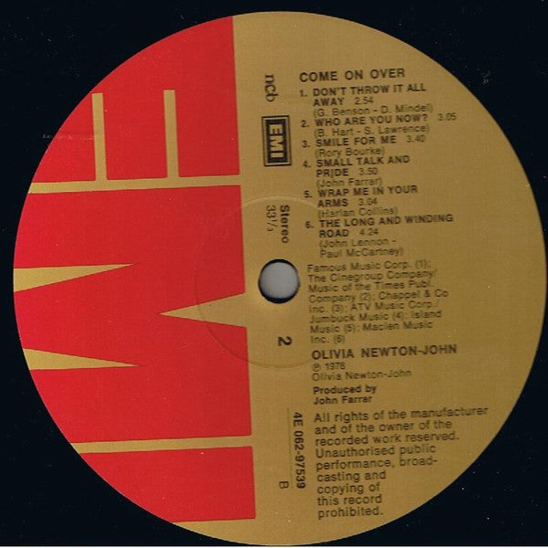 Olivia Newton-John : Come On Over (LP, Album)