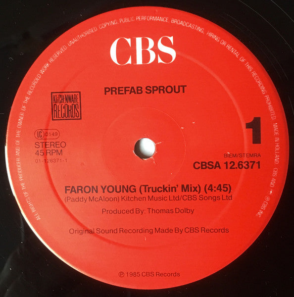 Prefab Sprout : Faron Young (Truckin' Mix) (12",45 RPM,Maxi-Single)