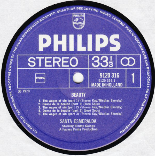 Santa Esmeralda Starring Jimmy Goings : Beauty (LP, Album)