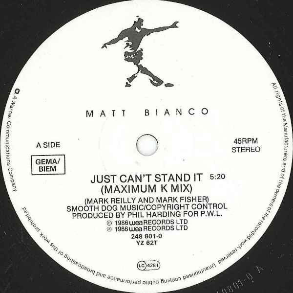 Matt Bianco : Just Can't Stand It (12",45 RPM,Stereo)