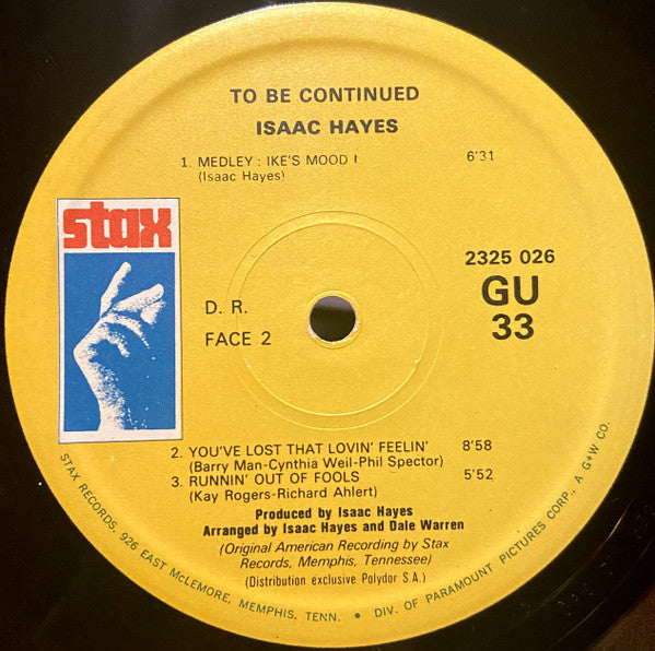 Isaac Hayes : ...To Be Continued (LP, Album)