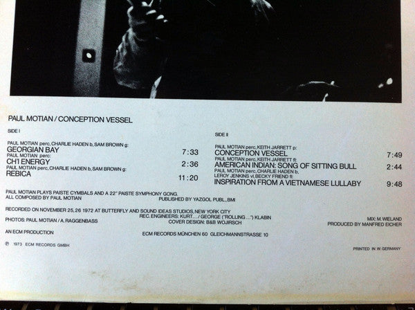 Paul Motian : Conception Vessel (LP, Album)