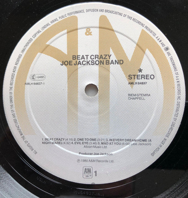 Joe Jackson Band - Beat Crazy (LP, Album) - De Platen Aap – Vinylwinkel in Brielle & online webshop voor muziekliefhebbers