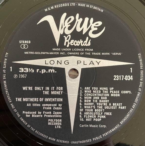 The Mothers : We're Only In It For The Money (LP, Album, RE, E.J)