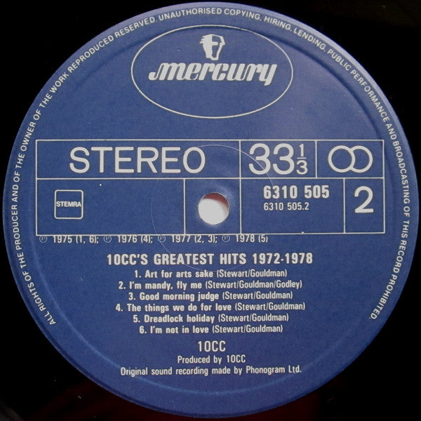 10cc : Greatest Hits 1972-1978 (LP, Comp)