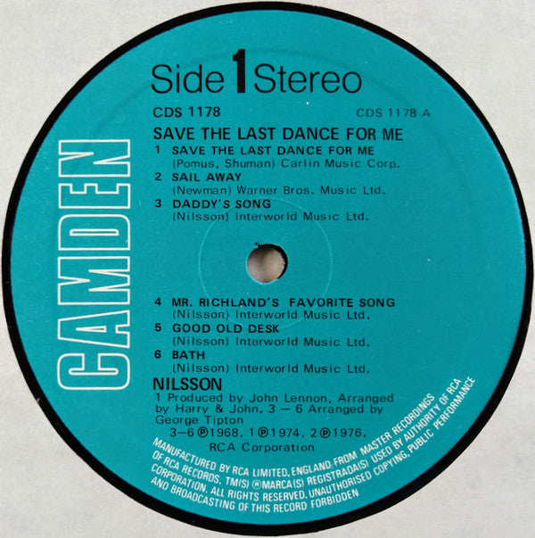 Harry Nilsson - Save The Last Dance For Me (LP, Comp) - De Platen Aap – Vinylwinkel in Brielle & online webshop voor muziekliefhebbers