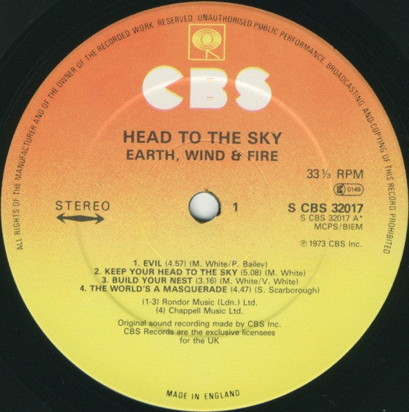 Earth, Wind & Fire - Head To The Sky (LP, Album, RE) - De Platen Aap – Vinylwinkel in Brielle & online webshop voor muziekliefhebbers