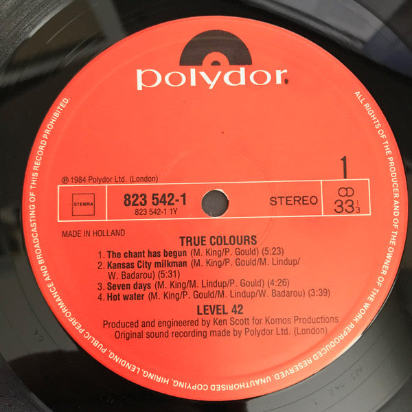 Level 42 : True Colours (LP, Album)