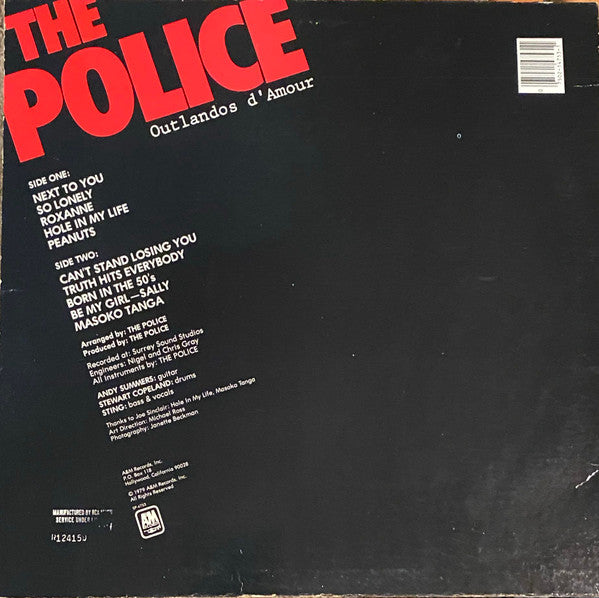 The Police : Outlandos D'Amour (LP, Album, Club, Red)