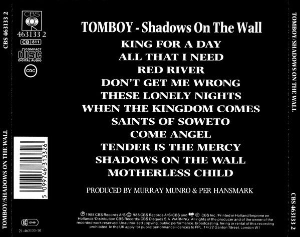 Tomboy - Shadows On The Wall (CD, Album) - De Platen Aap – Vinylwinkel in Brielle & online webshop voor muziekliefhebbers
