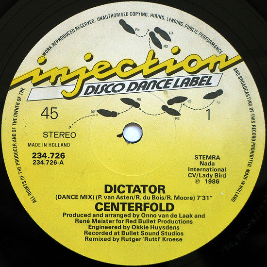 Centerfold - Dictator (Dance Mix) (12", Maxi, Pic) - De Platen Aap – Vinylwinkel in Brielle & online webshop voor muziekliefhebbers