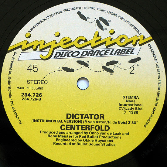 Centerfold - Dictator (Dance Mix) (12", Maxi, Pic) - De Platen Aap – Vinylwinkel in Brielle & online webshop voor muziekliefhebbers