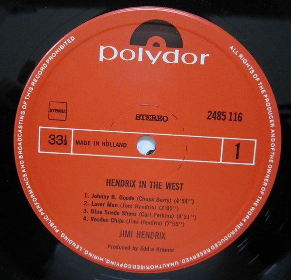 Jimi Hendrix : Hendrix In The West (LP, Album, RE)