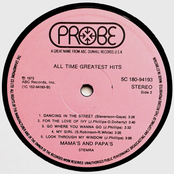 Mamas & The Papas, The : All Time Greatest Hits (LP,Compilation,Stereo)