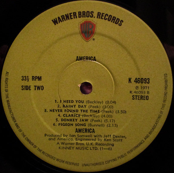 America (2) : America (LP, Album)