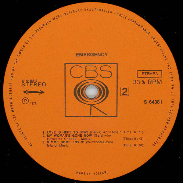 Emergency (6) : Emergency (LP, Album, Gat)