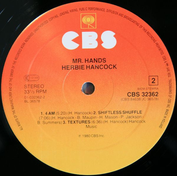 Herbie Hancock : Mr. Hands (LP, Album, RE)