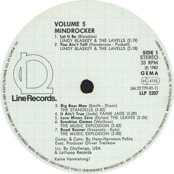 Various : Mindrocker Volume 5 (An Anthology Of US-Punk From The Sixties) (LP, Comp)