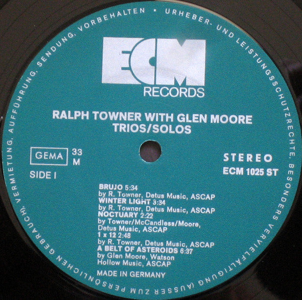 Ralph Towner With Glen Moore : Trios / Solos (LP, Album)