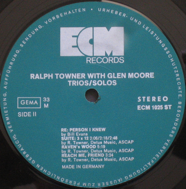 Ralph Towner With Glen Moore : Trios / Solos (LP, Album)