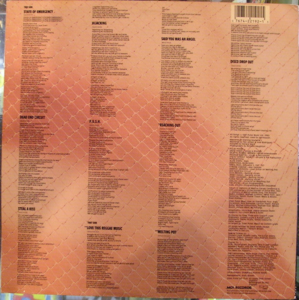 Steel Pulse : State Of Emergency (LP, Album)
