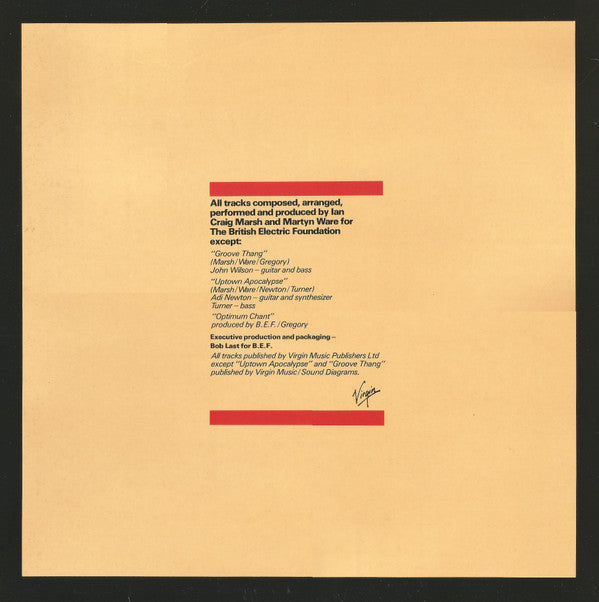 British Electric Foundation : Music For Listening To (LP, Album)