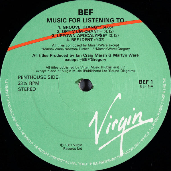 British Electric Foundation : Music For Listening To (LP, Album)