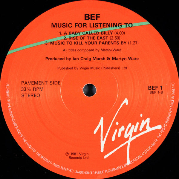 British Electric Foundation : Music For Listening To (LP, Album)