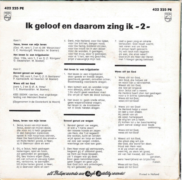 Kees Deenik - Ik Geloof En Daarom Zing Ik No. 2 (7", Single) - De Platen Aap – Vinylwinkel in Brielle & online webshop voor muziekliefhebbers