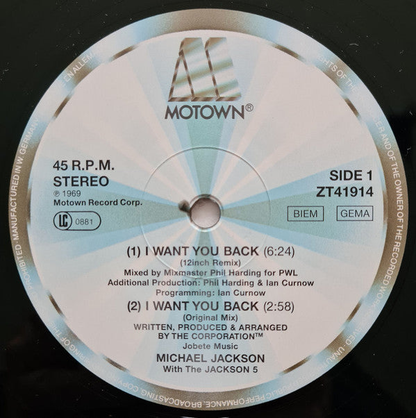 Michael Jackson With The Jackson 5 - I Want You Back - '88 Remix (12", Single) - De Platen Aap – Vinylwinkel in Brielle & online webshop voor muziekliefhebbers