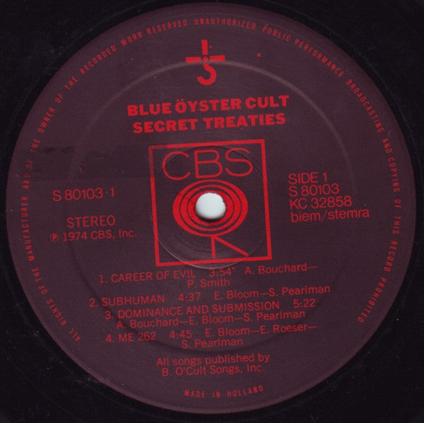 Blue Öyster Cult : Secret Treaties (LP, Album)