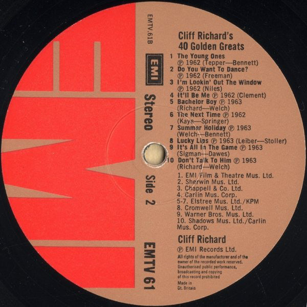 Cliff Richard : 40 Golden Greats (2xLP, Album, Comp, RM)
