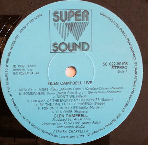 Glen Campbell : Glen Campbell Live (LP, Album, RE)