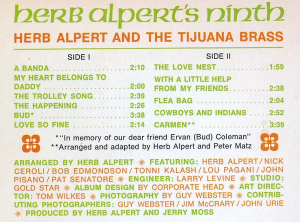 Herb Alpert & The Tijuana Brass : Herb Alpert's Ninth (LP,Album,Stereo)