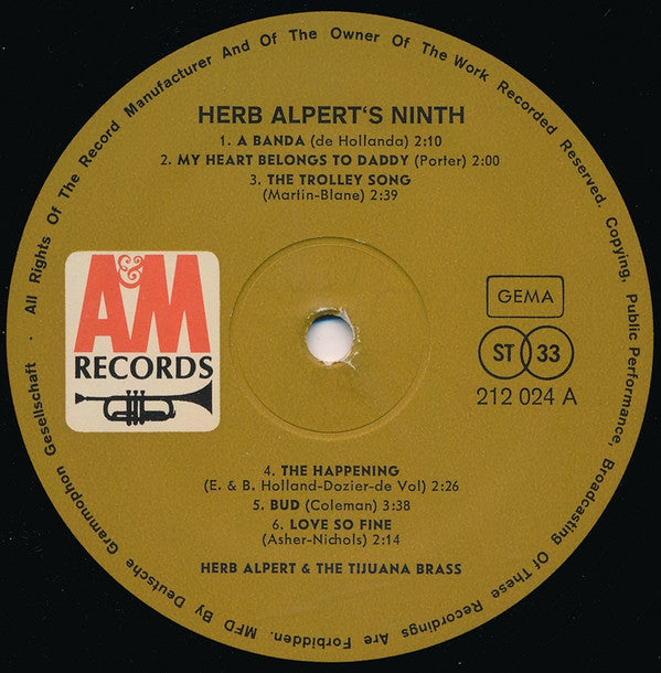 Herb Alpert & The Tijuana Brass : Herb Alpert's Ninth (LP,Album,Stereo)