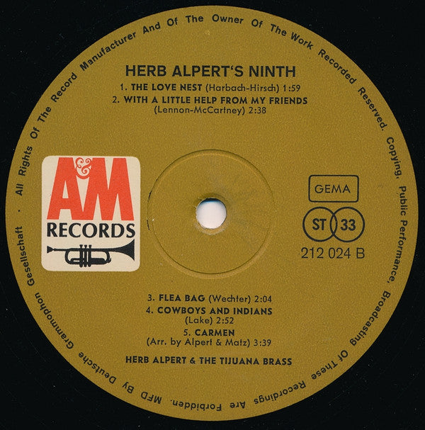 Herb Alpert & The Tijuana Brass : Herb Alpert's Ninth (LP,Album,Stereo)