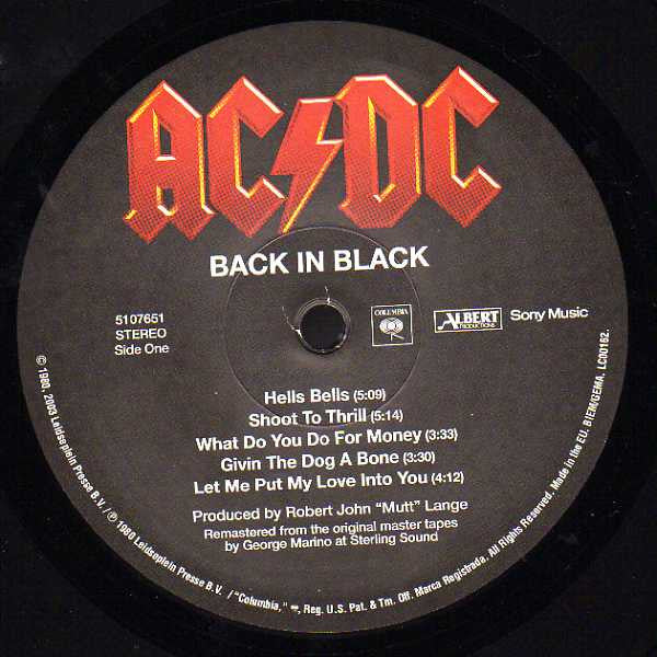 AC/DC : Back In Black (LP,Album,Reissue,Remastered,Stereo)