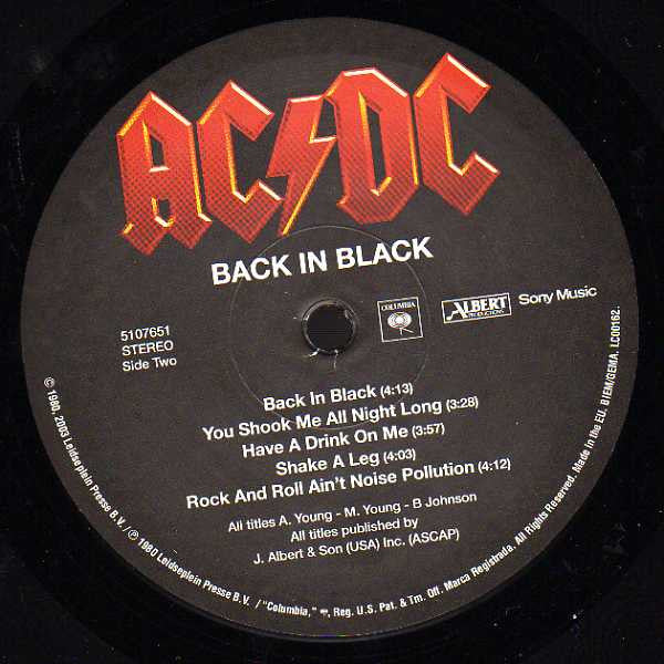 AC/DC : Back In Black (LP,Album,Reissue,Remastered,Stereo)
