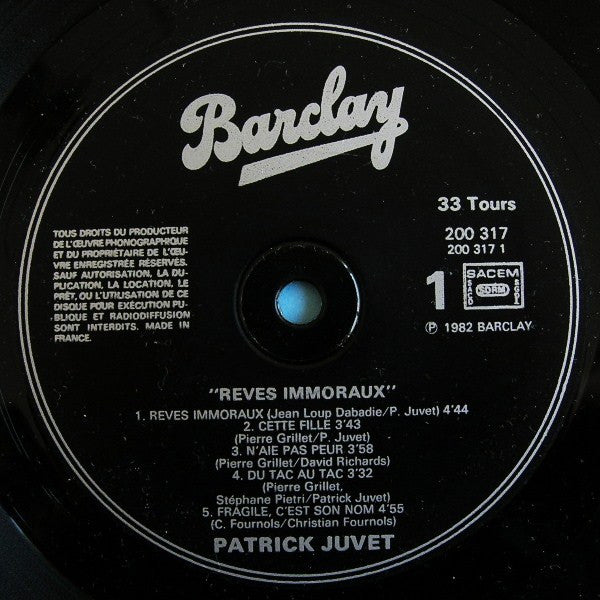 Patrick Juvet : Rêves Immoraux (LP,Album)