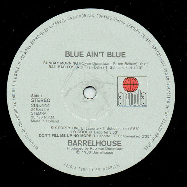 Barrelhouse : Blue Ain't Blue (LP)
