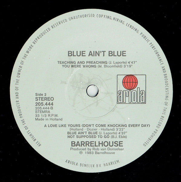 Barrelhouse : Blue Ain't Blue (LP)