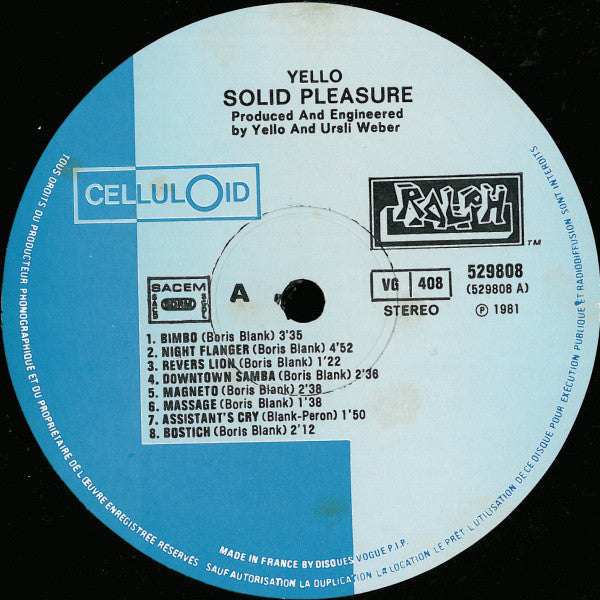 Yello : Solid Pleasure (LP, Album, Blu)