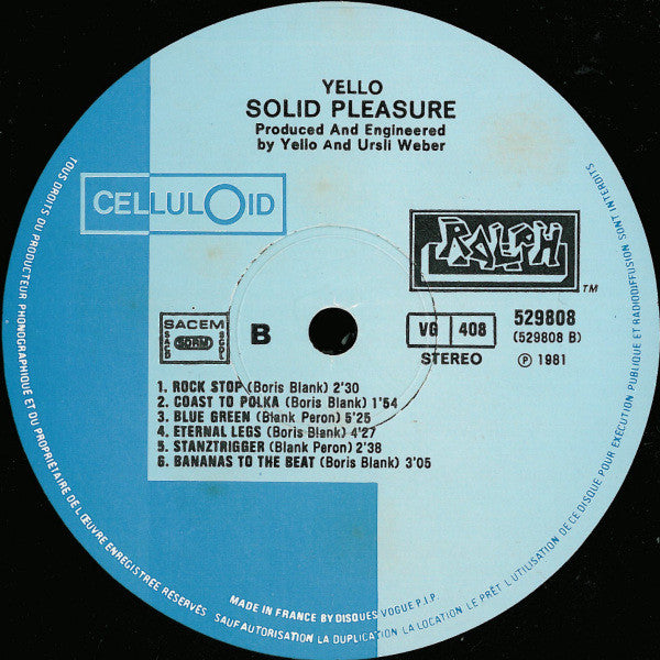 Yello : Solid Pleasure (LP, Album, Blu)