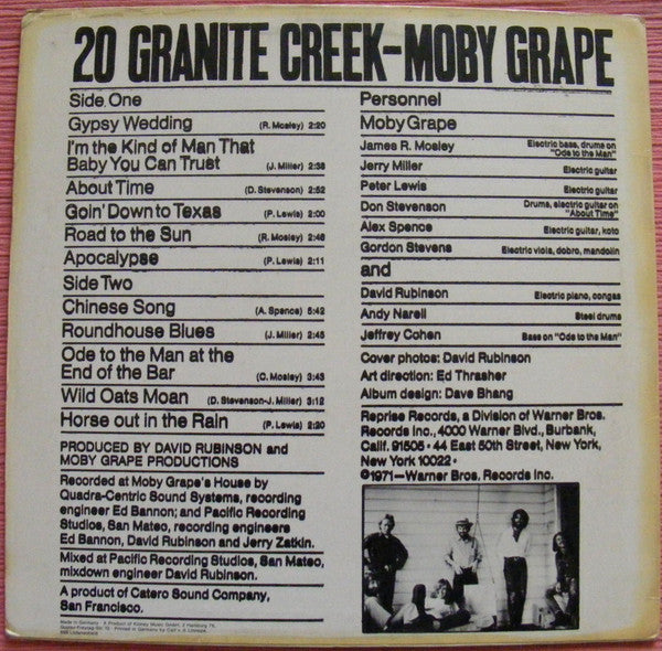 Moby Grape : 20 Granite Creek (LP, Album)