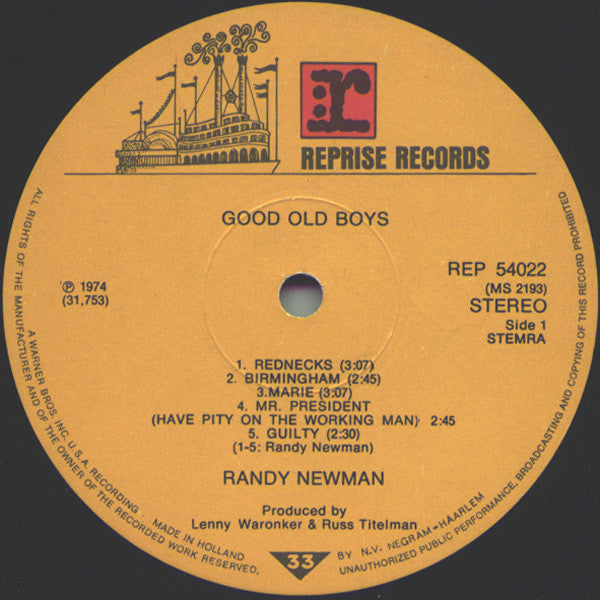 Randy Newman - Good Old Boys (LP, Album) - De Platen Aap – Vinylwinkel in Brielle & online webshop voor muziekliefhebbers
